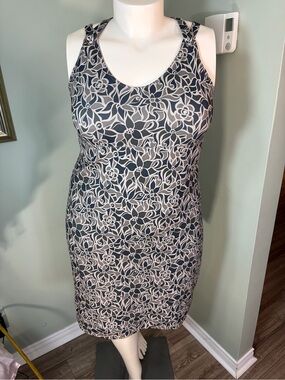 183. Merrell Floral Dress in Oline and Cream with interior bra